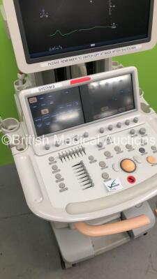 Philips iE33 Flat Screen Ultrasound Scanner on F.3 Cart *S/N 039X88* **Mfd 11/2009** Software Version 6.3.6.343 with 2 x Transducers / Probes (S5-1 and D2cwc) and 3 Lead ECG Leads (Powers Up) ***IR686*** - 5