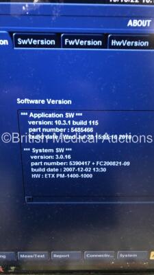 GE Vivid S6 Flat Screen Ultrasound Scanner Ref H45031EB *S/N 0878VS6* **Mfd 09/2009** Application Software Version 10.3.1 Build 115 System Software Version 3.0.16 with Sony UP-D897 Digital Graphic Printer (Powers Up - Marks and Scuffs on Machine) ***IR691 - 7