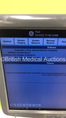 GE Logiq E9 Flat Screen Ultrasound Scanner Ref 5205000-2 *S/N 95891US8* **Mfd 03/2009** Software Version R2.0.4 with 4 x Transducers / Probes (C1-5-D Ref 5261135 *Mfd 05/2012* / ML6-15-D Ref 5199103 *Mfd 08/2014* / 9L-D Ref 5194432 *Mfd 08/2017* and IC5-9 - 7