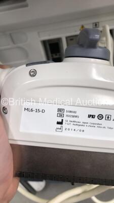 GE Logiq E9 Flat Screen Ultrasound Scanner Ref 5205000-2 *S/N 95891US8* **Mfd 03/2009** Software Version R2.0.4 with 4 x Transducers / Probes (C1-5-D Ref 5261135 *Mfd 05/2012* / ML6-15-D Ref 5199103 *Mfd 08/2014* / 9L-D Ref 5194432 *Mfd 08/2017* and IC5-9 - 11