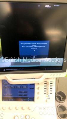 Toshiba Aplio 500 TUS-A500 Ultrasound Scanner *S/N T1D12X3321* **Mfd 10/2012** with 1 x Transducer / Probe (PVT-375BT *Mfd 08/2012*) and Sony UP-D897 Digital Graphic Printer (Powers Up with Error - See Pictures - Unable to Gain Access to About Page) ***IR - 32