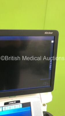 GE Logiq E9 XDclear 2.0 Flat Screen Ultrasound Scanner Ref 5205000-9 *S/N 201793US6* **Mfd 2016** Software Version R6 Software Revision 1.11 (Powers Up - Small Scuffs to Machine - See Pictures) ***IR695*** - 5