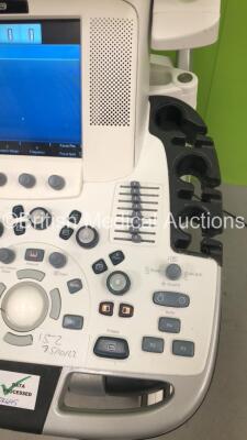 GE Logiq E9 XDclear 2.0 Flat Screen Ultrasound Scanner Ref 5205000-9 *S/N 201793US6* **Mfd 2016** Software Version R6 Software Revision 1.11 (Powers Up - Small Scuffs to Machine - See Pictures) ***IR695*** - 8