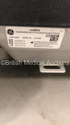 GE Logiq E9 XDclear 2.0 Flat Screen Ultrasound Scanner Ref 5205000-9 *S/N 201793US6* **Mfd 2016** Software Version R6 Software Revision 1.11 (Powers Up - Small Scuffs to Machine - See Pictures) ***IR695*** - 17