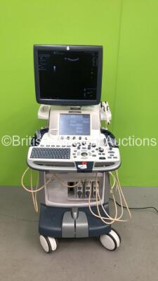 GE Logiq E9 Flat Screen Ultrasound Scanner Ref 5205000-6 *S/N 113876US7* **Mfd 10/2012** Software Version R3.1.3 with 3 x Transducers / Probes (C1-5-D Ref 5261135 *Mfd 09/2012* / 9L-D Ref 5194432 *Mfd 08/2012* and IC5-9-D Ref 5194434 *Mfd 02/2013*) (Power