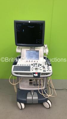 GE Logiq E9 Flat Screen Ultrasound Scanner Ref 5205000-6 *S/N 113876US7* **Mfd 10/2012** Software Version R3.1.3 with 3 x Transducers / Probes (C1-5-D Ref 5261135 *Mfd 09/2012* / 9L-D Ref 5194432 *Mfd 08/2012* and IC5-9-D Ref 5194434 *Mfd 02/2013*) (Power - 2