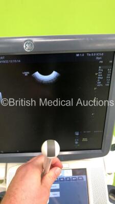 GE Logiq E9 Flat Screen Ultrasound Scanner Ref 5205000-6 *S/N 113876US7* **Mfd 10/2012** Software Version R3.1.3 with 3 x Transducers / Probes (C1-5-D Ref 5261135 *Mfd 09/2012* / 9L-D Ref 5194432 *Mfd 08/2012* and IC5-9-D Ref 5194434 *Mfd 02/2013*) (Power - 11