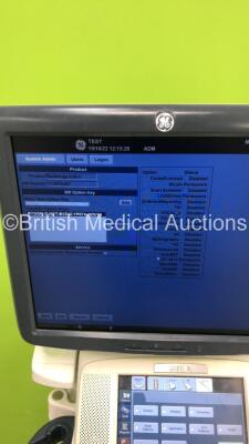 GE Logiq E9 Flat Screen Ultrasound Scanner Ref 5205000-6 *S/N 113876US7* **Mfd 10/2012** Software Version R3.1.3 with 3 x Transducers / Probes (C1-5-D Ref 5261135 *Mfd 09/2012* / 9L-D Ref 5194432 *Mfd 08/2012* and IC5-9-D Ref 5194434 *Mfd 02/2013*) (Power - 14