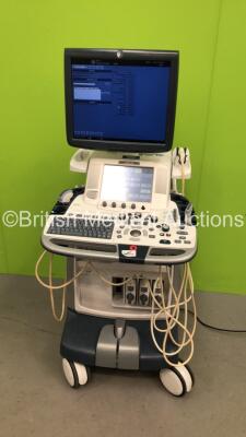 GE Logiq E9 Flat Screen Ultrasound Scanner Ref 5205000-6 *S/N 113876US7* **Mfd 10/2012** Software Version R3.1.3 with 3 x Transducers / Probes (C1-5-D Ref 5261135 *Mfd 09/2012* / 9L-D Ref 5194432 *Mfd 08/2012* and IC5-9-D Ref 5194434 *Mfd 02/2013*) (Power - 15