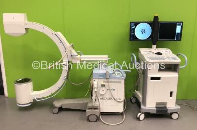 Siemens Arcadis Varic C-Arm with Dual Flat Screen Image Intensifier *Mfd - 2013*, Footswitch, Key and Exposure Hand Trigger (Powers Up and Exposure Taken) *16022*