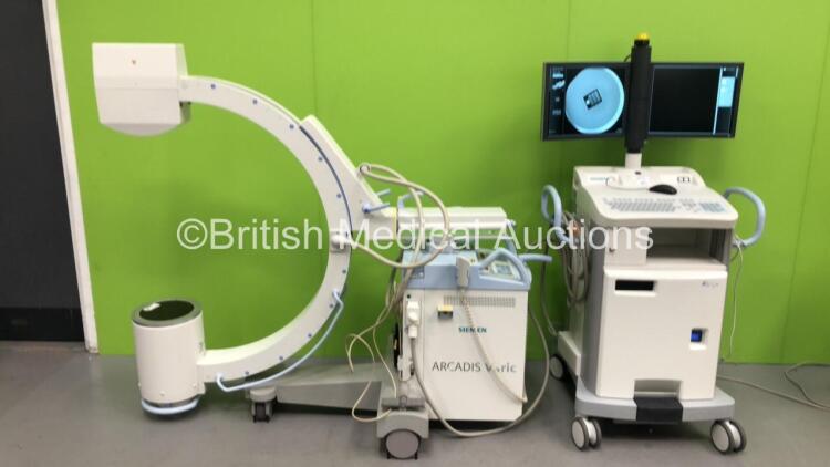 Siemens Arcadis Varic C-Arm with Dual Flat Screen Image Intensifier *Mfd - 2013*, Footswitch, Key and Exposure Hand Trigger (Powers Up and Exposure Taken) *16111* **IR702**