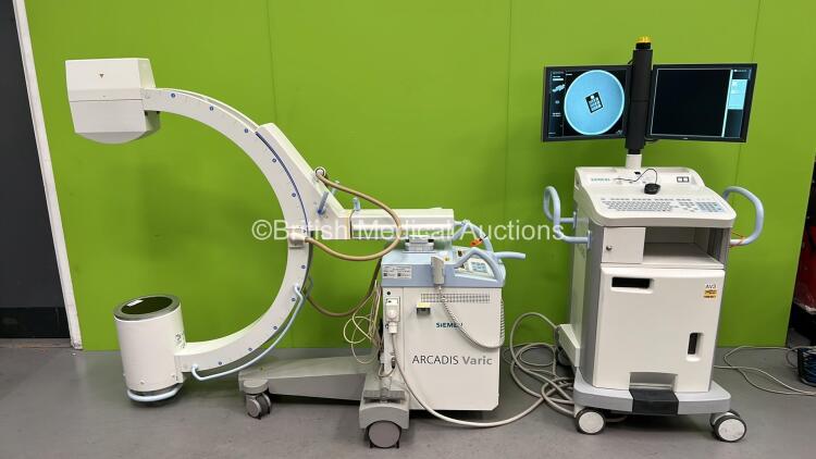 Siemens Arcadis Varic C-Arm with Dual Flat Screen Image Intensifier *Mfd - 2013*, Footswitch, Key and Exposure Hand Trigger (Powers Up and Exposure Taken) *16110* **IR703**