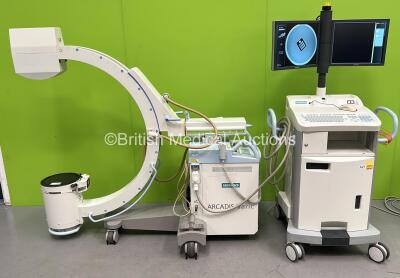 Siemens Arcadis Varic C-Arm with Dual Flat Screen Image Intensifier *Mfd - 2009*, Footswitch, Key and Exposure Hand Trigger (Powers Up and Exposure Taken) *12027* **IR701**