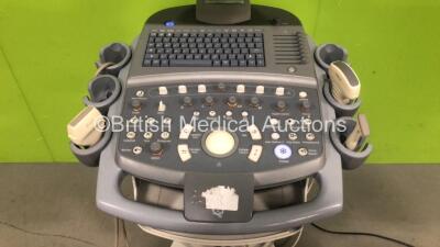 Siemens Acuson X300 Flat Screen Ultrasound Scanner *S/N 320398* **Mfd 06/2009** Model No 10037409 with 3 x Transducers / Probes (CH5-2 / VF13-5SP and VF10-5) and Sony UP-D897 Digital Graphic Printer (Powers Up with Blank Screen) - 5