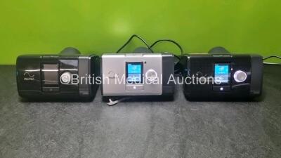 Job Lot Including 2 x ResMed AirSense 10 Autoset CPAP Units and 1 x ResMed Lumis 100 VPAP ST Unit with 2 x Power Supplies (All Power Up)