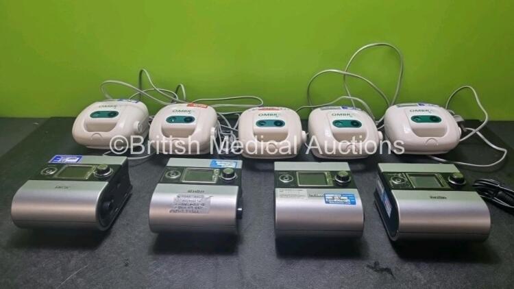 Mixed Lot Including 5 x Omron Nebulizers (All Power Up) 4 x Resmed Autoset S9 CPAP Units with 3 x AC Power Supplies (All Power Up)