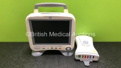 Job Lot Including 1 x GE Transport Pro Patient Monitor (Untested Due to No Power Supply) and 1 x GE Patient Data Module Ref- 2016793-002 Including ECG, Temp/Co, P1/P3, P2/P4, SpO2 and NIBP Options (Damage to Casing - See Photos)