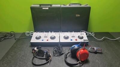 2 x Amplivox Model 2100 Audiometers with 2 x Headphones (Both Power Up) in Carry Cases *SN 020581 / 7292* *16024*