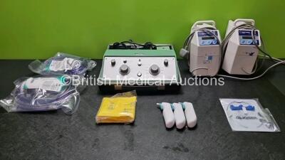 Mixed Lot Including 1 x Kamplex Diagnostic Audiometer AD12 (Power Up) with 1 x Headphones in Case, 5 x Inditherm Medical Alpha Patient Warming Units, Biometrics Stress Test. Approx 40 x Braun Ear Thermometers, 18 x GE BP Cuffs, 4 x Airseal Semi-Evac Filte