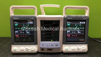 Job Lot Including 2 x Mindray VS-600 Vital Signs Monitors with SPO2 and NIBP Options and 1 x Datascope Duo Patient Monitor (All Power Up with Some Wear to Buttons - See Photos) *SN FU-43000984 / FU-43001003 / MD11634-A0*