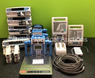 Mixed Lot Including 5 x Alaris GH Syringe Pumps, 3 x Alaris SE Pumps, 2 x Baxter Colleague Pumps, 1 x BladderScan Battery Charger, 1 x Huntleigh Dopplex Doppler (Missing Battery Cover) 1 x Seca Weighing Scales and 2 x Philips M3015B C08 Modules (Missing C