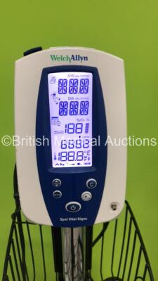 4 x Welch Allyn Spot Vital Signs Monitors on Stands with 4 x AC Power Supplies (All Power Up) - 2