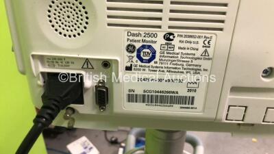 GE Dash 2500 Patient Monitor Including ECG SpO2 and NIBP Options with 1 x SpO2 Finger Sensor (Powers Up) - 4