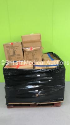 Pallet of Various Disposable Protective Hooded Gowns and Coveralls