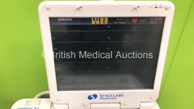 Mixed Lot Including 1 x Spacelabs Cardio Express SL12 ECG Machine on Stand with 10 Lead ECG Lead (Powers Up with Damaged Casing-See Photo) 1 x Accoson BP Meter on Stand with BP Cuff and 1 x Portascan + Bladder Scanner on Stand with 1 x Transducer / Probe - 3