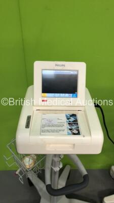 3 x Philips Avalon FM30 Fetal Monitors on Stands with 3 x US Transducers (All Power Up) - 2