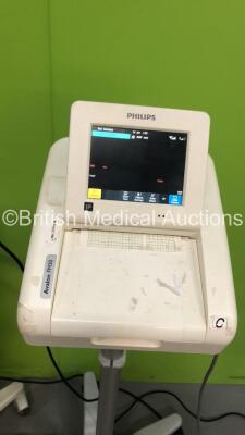 3 x Philips Avalon FM30 Fetal Monitors on Stands with 3 x US Transducers (All Power Up) - 4