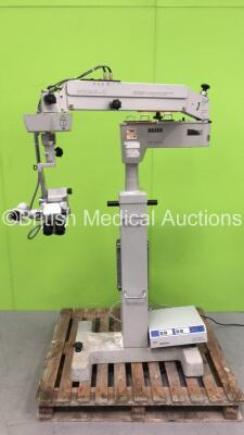 Zeiss OPMI 6-CFC Surgical Microscope with f170 T* Binoculars, 2 x 10x/22B Eyepieces, Zeiss MediLive Advanced Digital Camera Control Unit and Footswitch on Zeiss Universal S3 Stand (Powers Up with Good Bulb, 3 Pin Plug - See Photos)