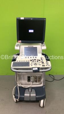 GE Logiq E9 Flat Screen Ultrasound Scanner *Mfd 09-2011* with 1 x Ultrasound Transducer / Probe (C1-5-D Ref.5261135 *Mfd 10-2008) (Powers Up with HDD Removed and 1 x Missing Dial) *107285US9*