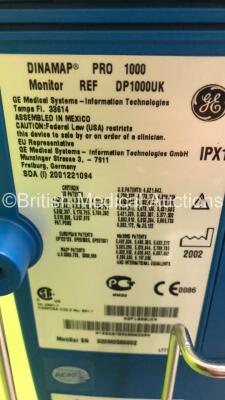 1 x GE PRO 1000 Patient Monitor On Stand Including ECG, NIBP, SpO2 and Printer Options with 1 x 3 Lead ECG Lead, 1 x SpO2 Finger Sensor and 1 x NIBP Hose, 1 x GE PRO 300V2 Patient Monitor on Stand with 1 x SpO2 Lead and 1 x NIBP Hose with BP Cuff (Both Po - 6