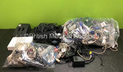 Mixed Lot Including Large Quantity of SpO2 Finger Sensors and Finger Sensor Cables, Various Patient Monitoring Cables, 1 x Cadex Smart Two+ Charger and Roche Power Supplies