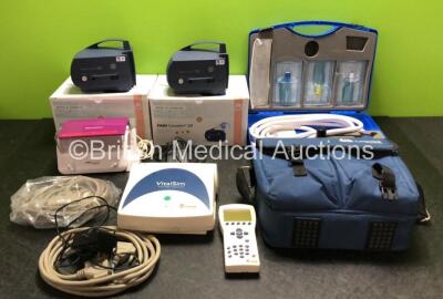 Mixed Lot Including 1 x Laerdal VitalSim Vital Signs Simulator (Powers Up) with 1 x Controller and 1 x Charger in Case, 1 x Propulse Irrigator Unit with Handpiece and Footswitch, 2 x Pari TurboBoy SX Inhalation Devices and 1 x Manujet III with Hose and Ac