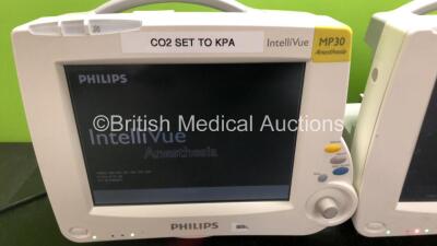 3 x Philips IntelliVue MP30 Anesthesia Patient Monitors (All Power Up) - 2