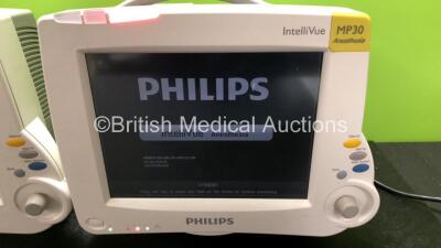 3 x Philips IntelliVue MP30 Anesthesia Patient Monitors (All Power Up) - 4