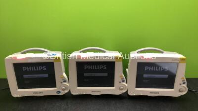 3 x Philips IntelliVue MP30 Patient Monitors (All Power Up)