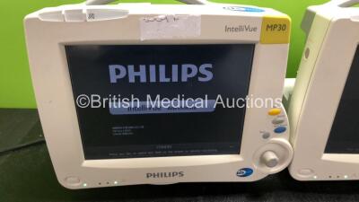 3 x Philips IntelliVue MP30 Patient Monitors (All Power Up) - 2