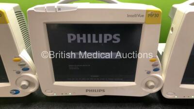 3 x Philips IntelliVue MP30 Patient Monitors (All Power Up) - 3