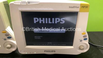 3 x Philips IntelliVue MP30 Patient Monitors (All Power Up) - 4