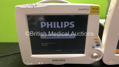 Job Lot Including 1 x Philips IntelliVue MP40 Neonatal Monitor (Powers Up with Faulty Touchscreen, Damaged Casing and Damaged / Missing Dial - See Photos) and 1 x Philips IntelliVue MP30 Anesthesia Patient Monitor (Powers Up) - 2