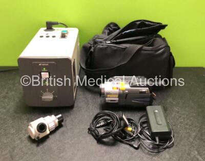 Job Lot Including 1 x TopCon FD-11E Electronic Flash Device (Powers Up) 1 x Dfv F=86 mm Attachment and 1 x Sony CCD-TRV78E Video Camera Recorder in Carry Case *SN 917476 / 1036308*