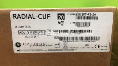 Job Lot Including 5 x Boxes of 20 Critikon Soft-Cuf Ref - SFT-A2-2A 23-33cm Adult BP Cuffs, 6 x Boxes of 20 Critikon Soft-Cuf Ref - SFT-F1-20 26-36cm Adult Forearm BP Cuffs and 7 x Boxes of 20 Critikon Soft-Cuf Ref - SFT-A1-2A 17-25cm Small Adult BP Cuffs - 3