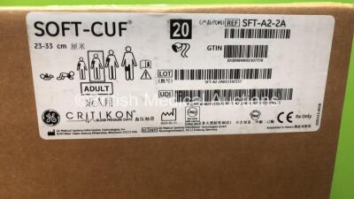 Job Lot Including 5 x Boxes of 20 Critikon Soft-Cuf Ref - SFT-A2-2A 23-33cm Adult BP Cuffs, 6 x Boxes of 20 Critikon Soft-Cuf Ref - SFT-F1-20 26-36cm Adult Forearm BP Cuffs and 7 x Boxes of 20 Critikon Soft-Cuf Ref - SFT-A1-2A 17-25cm Small Adult BP Cuffs - 4