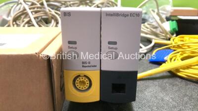 Job Lot Including Various Patient Monitoring Cables and Hoses, 2 x AMC Diathermy / Electrosurgery Cables, 1 x Philips EC10 IntelliBridge Module and 1 x Philips BIS-II Bispectral Index Module - 2