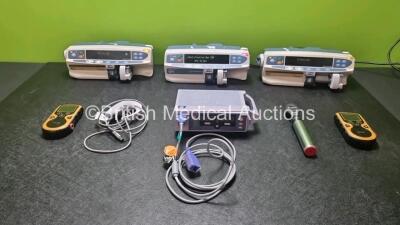 2 x Alaris CC Carefusion Syringe Pumps ( Both Power Up, Both Require Service)., 1 x Alaris GH Carefusion Syringe Pumps (Powers Up with IM3 Error), 2 x Heal Force Prince-11f Pulse Oximeters, 1 x x Nellcor N-560 Pulse Oximeter with SpO2 Finger Sensors and 