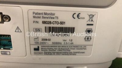 Job Lot Including 1 x Mindray BeneView T5 Patient Monitor with Printer Options, 1 x Mindray BeneView Multiparameter Patient Module Including ECG, SpO2, T1, T2 and NIBP Options and 1 x Mindray AG Gas Module with Water Trap (All Power Up) - 6