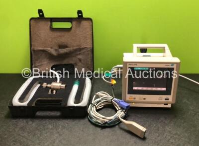 Mixed Lot Including 1 x Philips M3046A M3 Patient Monitor (Powers Up) with 1 x Philips M3000A Module Including ECG, SpO2, NBP, Temp and Press Options and 1 x Penlon Newton NV200 Patient Valve with Hose in Carry Case